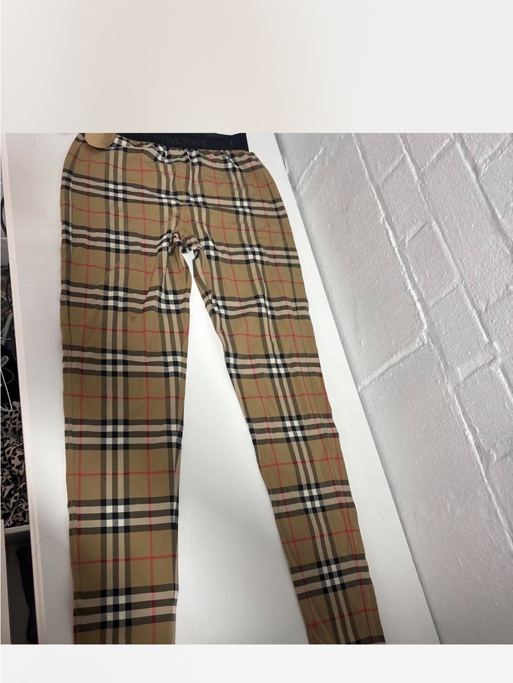 Burberry Beige Plaid Leggings